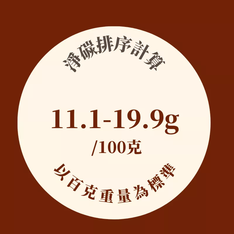 淨碳11.1-19.9g/百克重量計算O