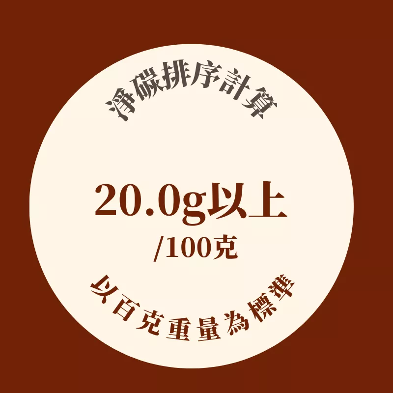 淨碳20.0以上/百克重量計算