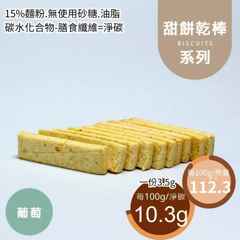 葡萄甜餅乾棒 取代85%麵粉