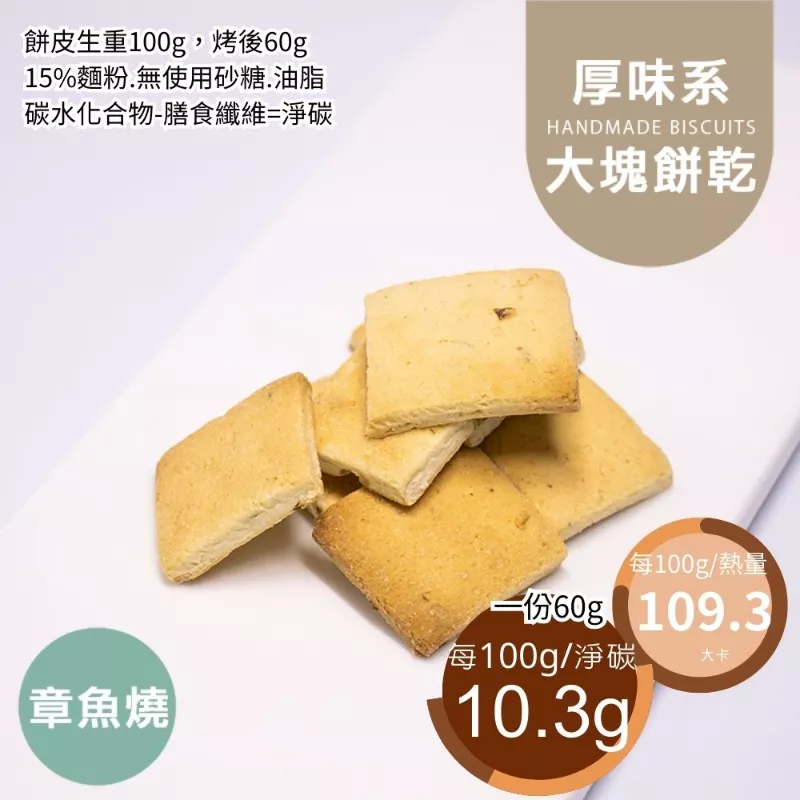 章魚燒口味大塊餅乾 取代85%麵粉