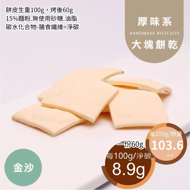 金沙鹹蛋黃口味大塊餅乾 取代85%麵粉