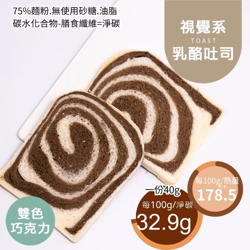 雙色巧克力流淚乳酪吐司 取代25%麵粉