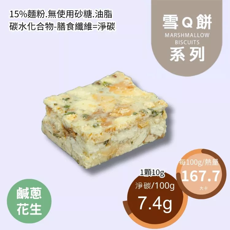 鹹蔥花生雪Q餅 單片 取代85%麵粉