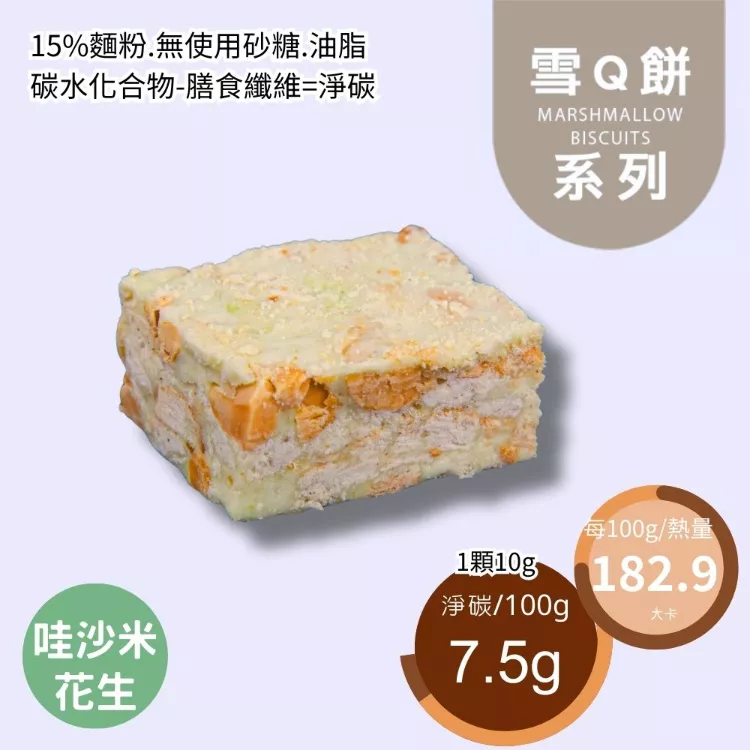 哇沙米花生雪Q餅袋裝 取代85%麵粉