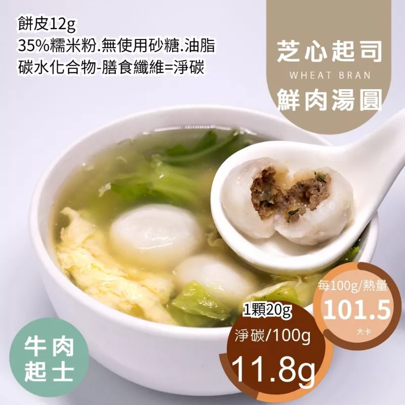 芝心牛肉起士湯圓 取代65%糯米粉